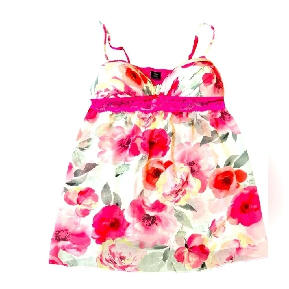 APT 9 Intimates Floral Nightgown Semi Sheer Size XL Pink White